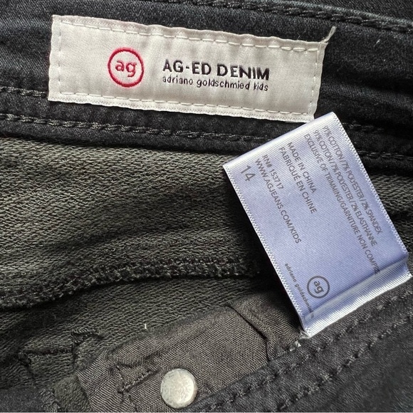 AG Adriano Goldschmied Kid’s The Knit Stryker Black Slim Straight Jeans, Size 14 - Picture 5 of 9